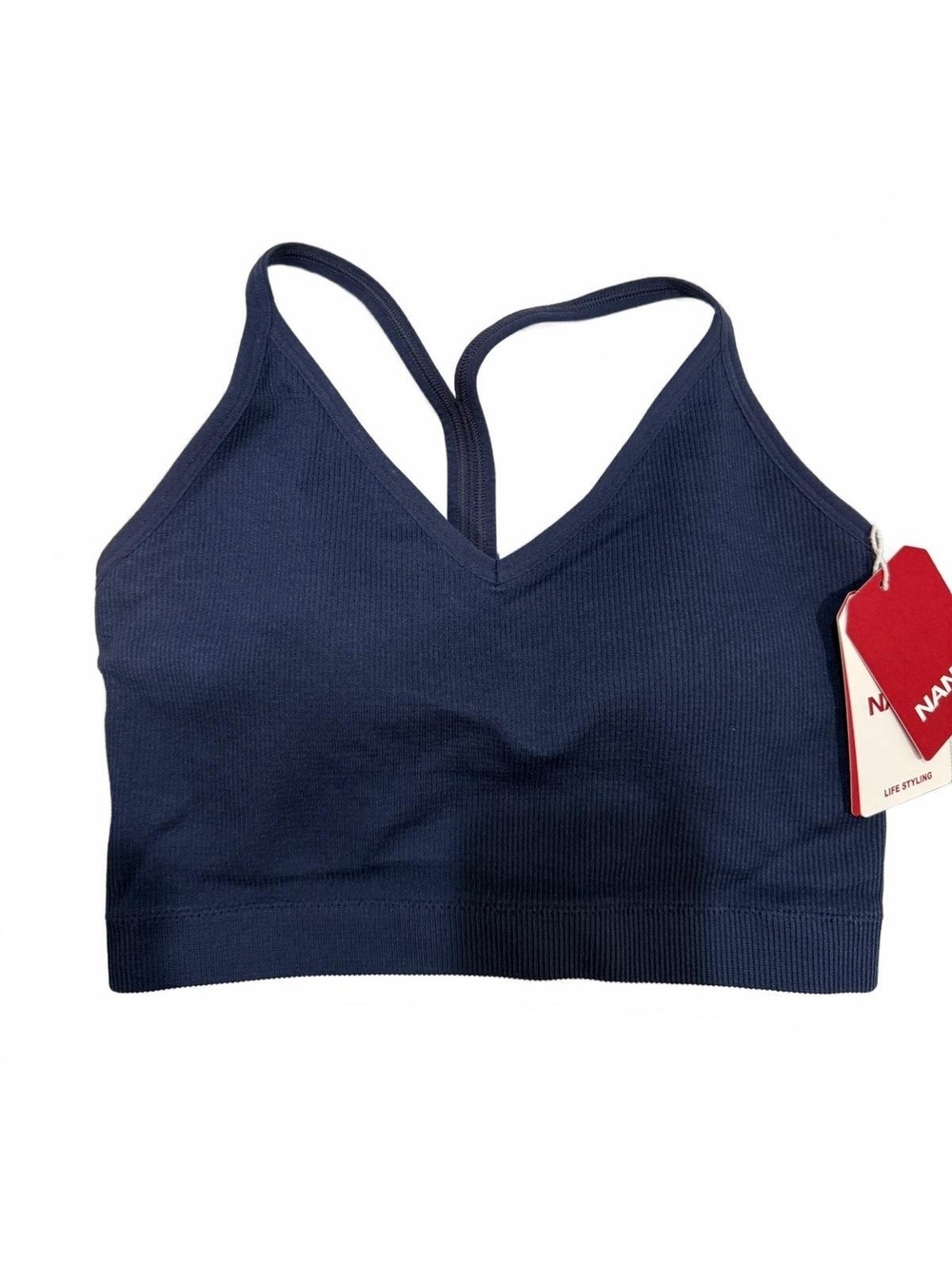 NANJI Life Styling Seamless Ribbed Sports Bra / Crop Top - Navy Blue